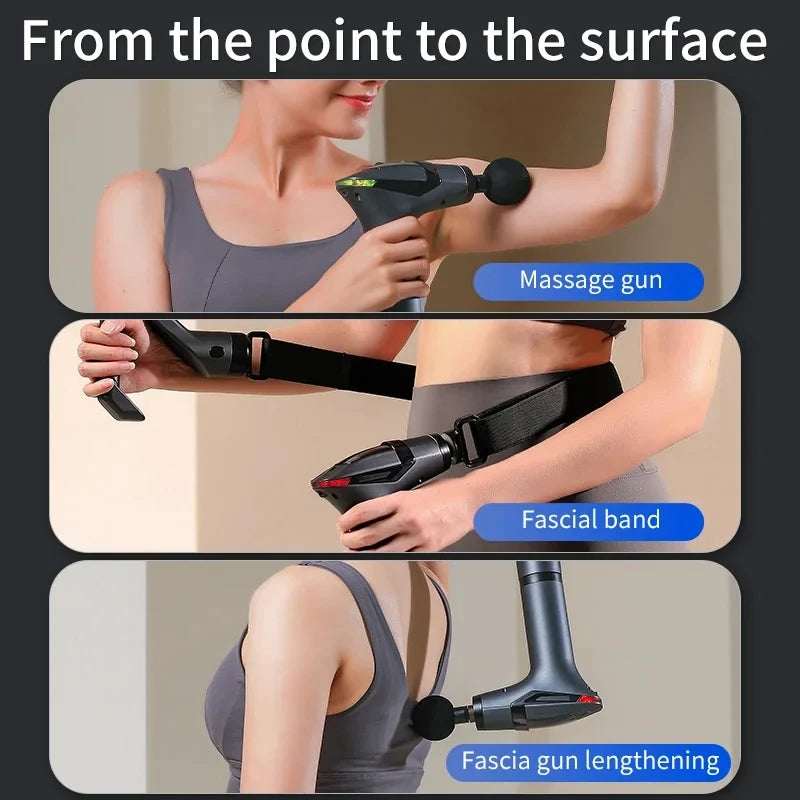 Long-Handle Electric Massage Gun – Deep Tissue Percussion Massager for Muscle Relief & Recovery