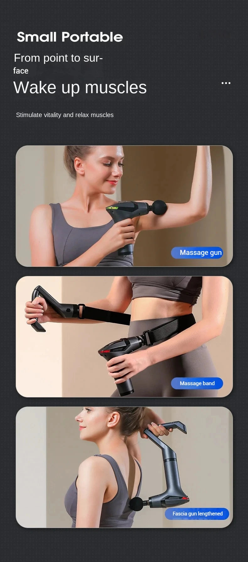 Long-Handle Electric Massage Gun – Deep Tissue Percussion Massager for Muscle Relief & Recovery