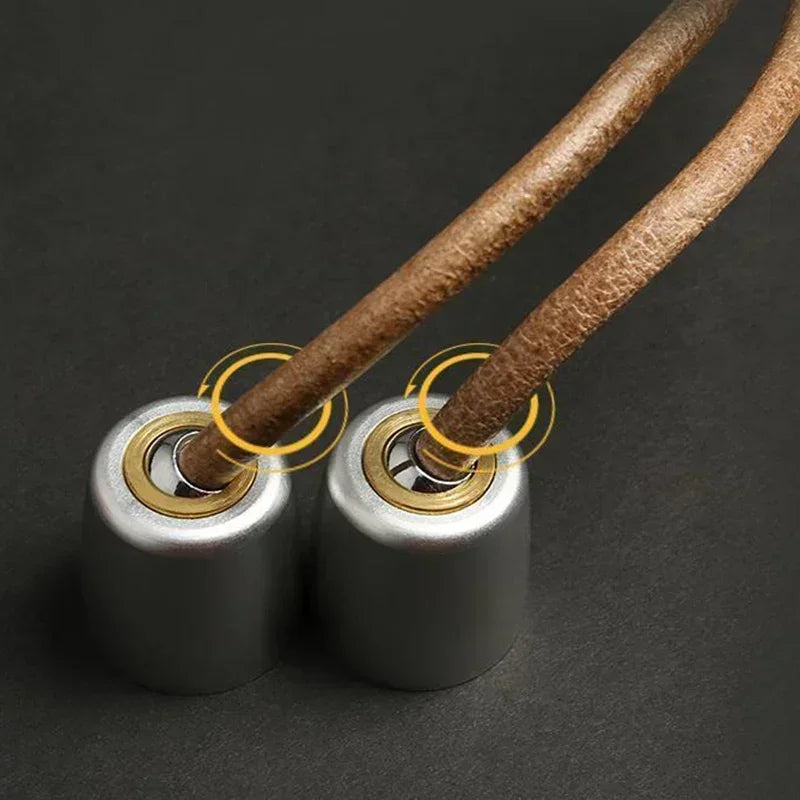 Professional Leather Jump Rope – Wooden Handle, Rapid Speed Skipping Rope for Gym & Fitness Training