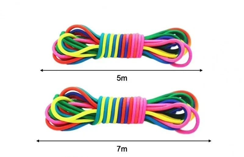 Rainbow Elastic Jump Rope – Fun Colorful Skipping Rope for Kids & Adults, Outdoor & Fitness Play (5M / 7M)