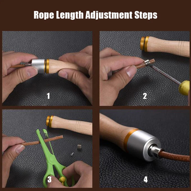 Professional Leather Jump Rope – Wooden Handle, Rapid Speed Skipping Rope for Gym & Fitness Training