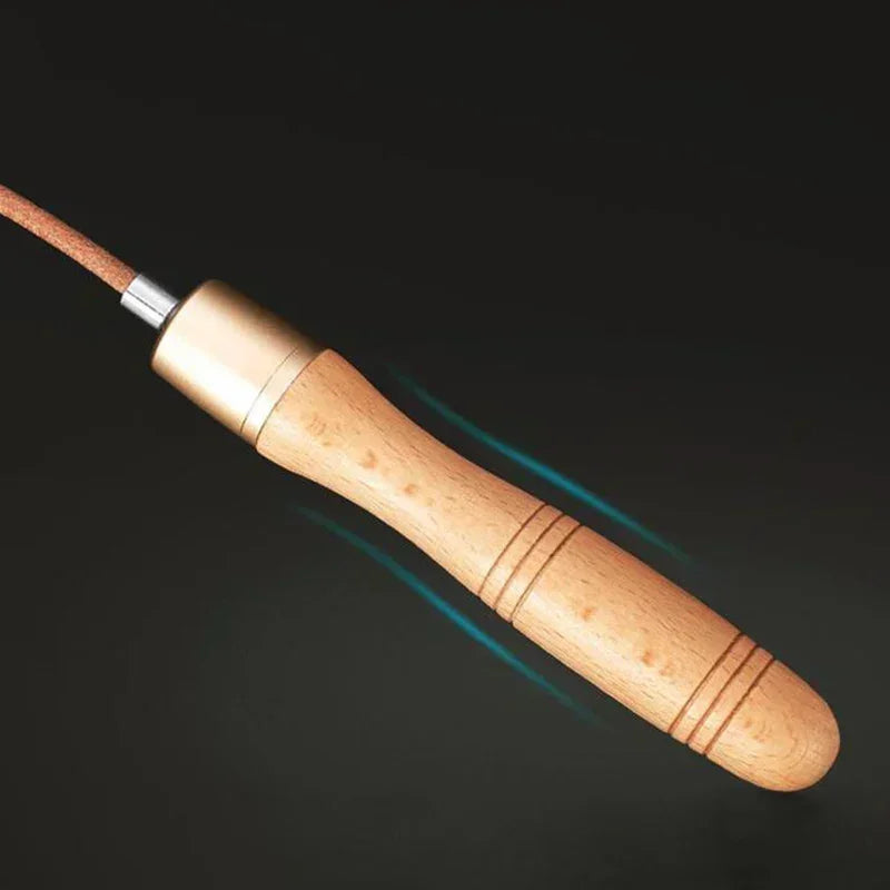 Professional Leather Jump Rope – Wooden Handle, Rapid Speed Skipping Rope for Gym & Fitness Training